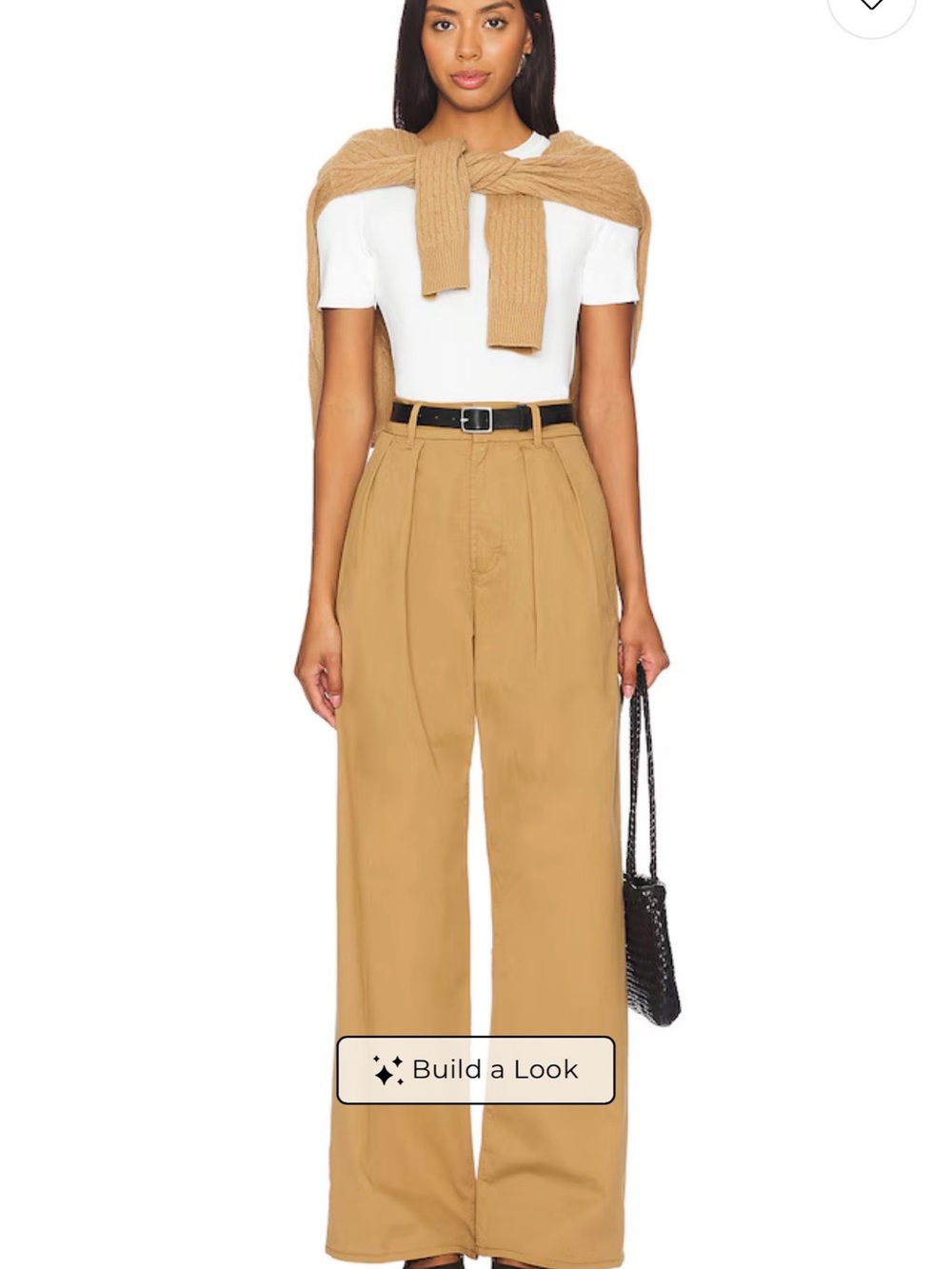 Wide-Leg High-Waist Pants in Tan, PANTALONES PLISADOS PETRA